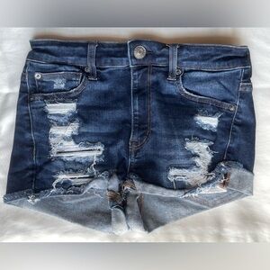 American Eagle Outfitters Blue Denim Hi-Rise Shortie Next Level Shorts